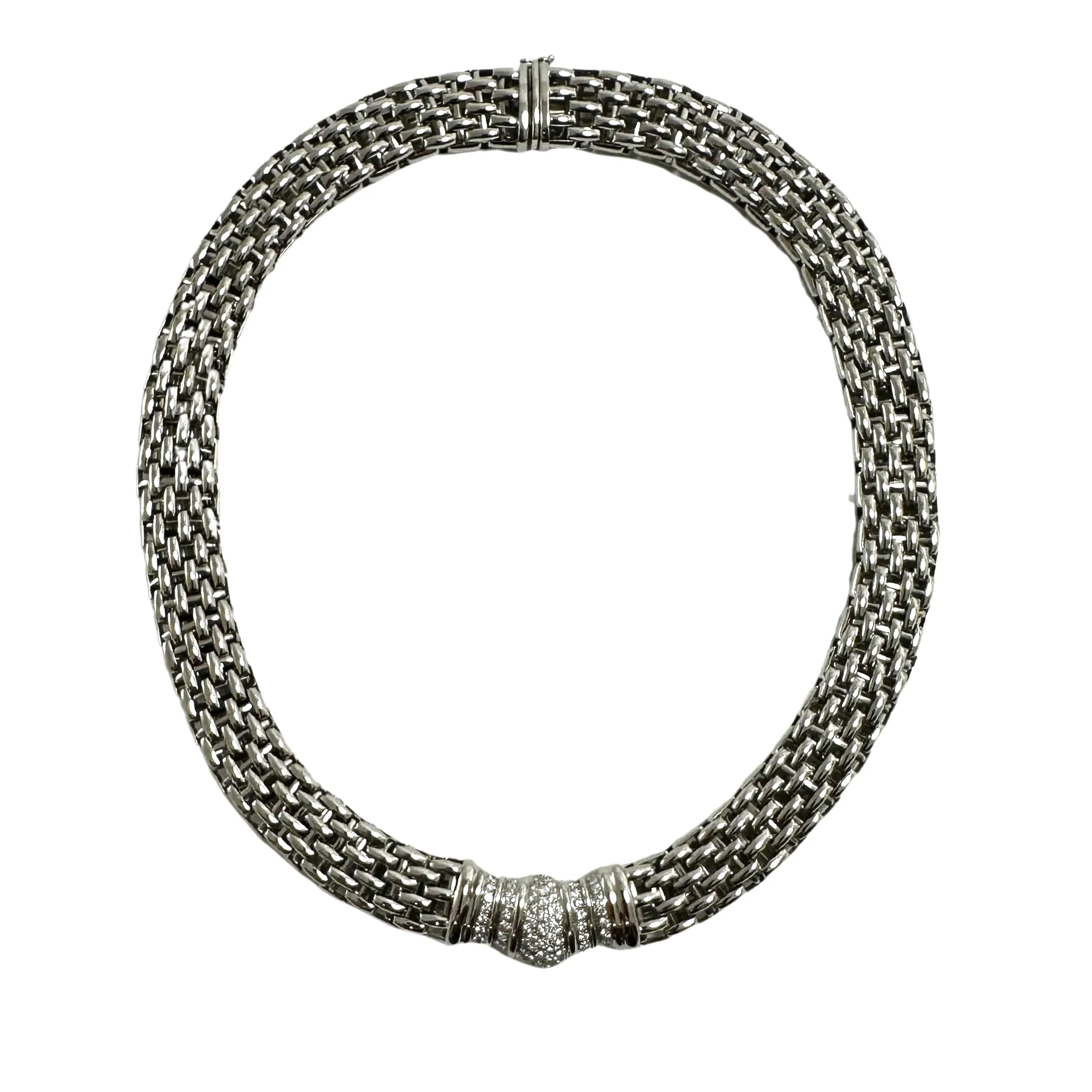 1.60 ct Diamond Vintage Italian Articulated 18k Gold Necklace