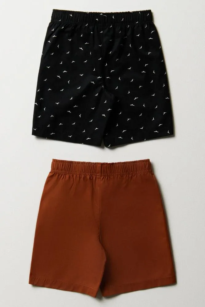 2 Pack Birds Shorts Black & Brown