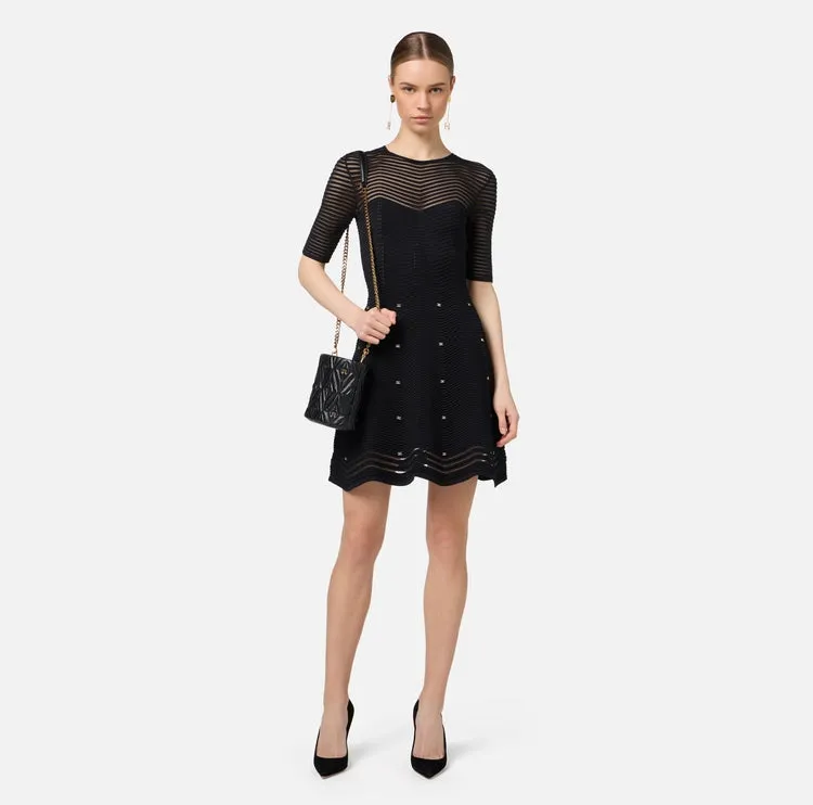 AM03B46E2 Herringbone pattern mini dress