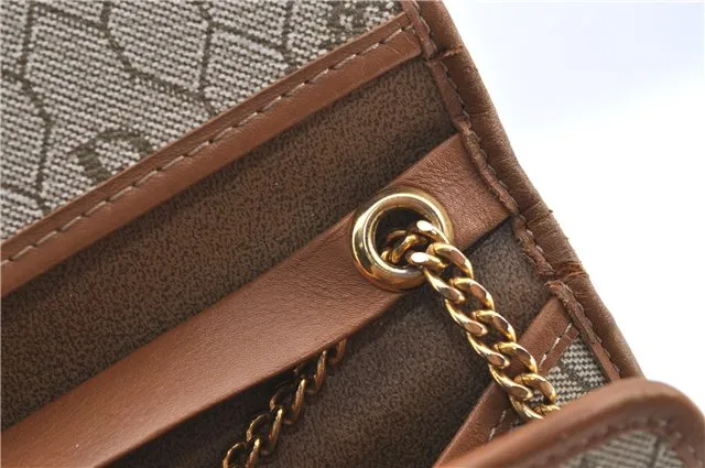Auth Christian Dior Honeycomb Shoulder Cross Bag Chain PVC Leather Beige J2688