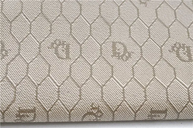 Auth Christian Dior Honeycomb Shoulder Cross Bag Chain PVC Leather Beige J2688