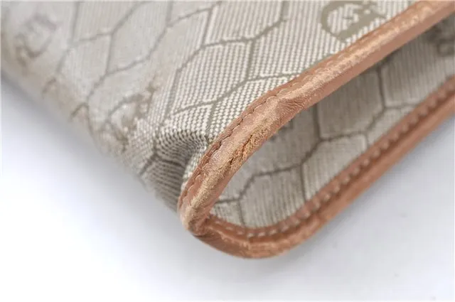 Auth Christian Dior Honeycomb Shoulder Cross Bag Chain PVC Leather Beige J2688