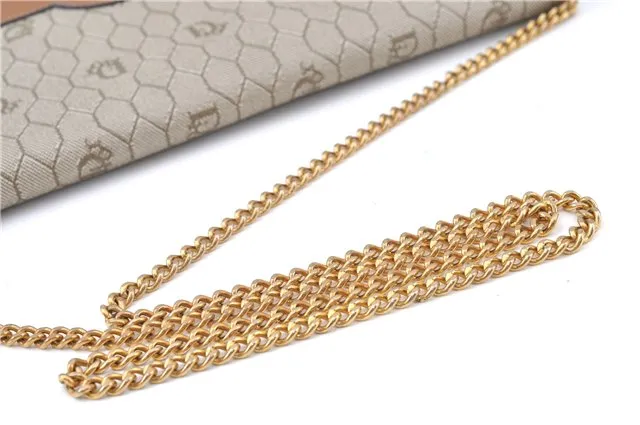 Auth Christian Dior Honeycomb Shoulder Cross Bag Chain PVC Leather Beige J2688