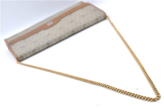Auth Christian Dior Honeycomb Shoulder Cross Bag Chain PVC Leather Beige J2688