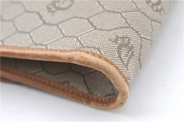 Auth Christian Dior Honeycomb Shoulder Cross Bag Chain PVC Leather Beige J2688