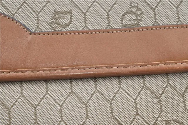 Auth Christian Dior Honeycomb Shoulder Cross Bag Chain PVC Leather Beige J2688