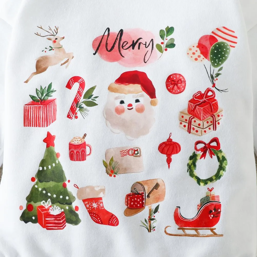 Baby Autumn and Christmas Cartoon Print Triangle Bodysuit Wholesale Baby Clothes
