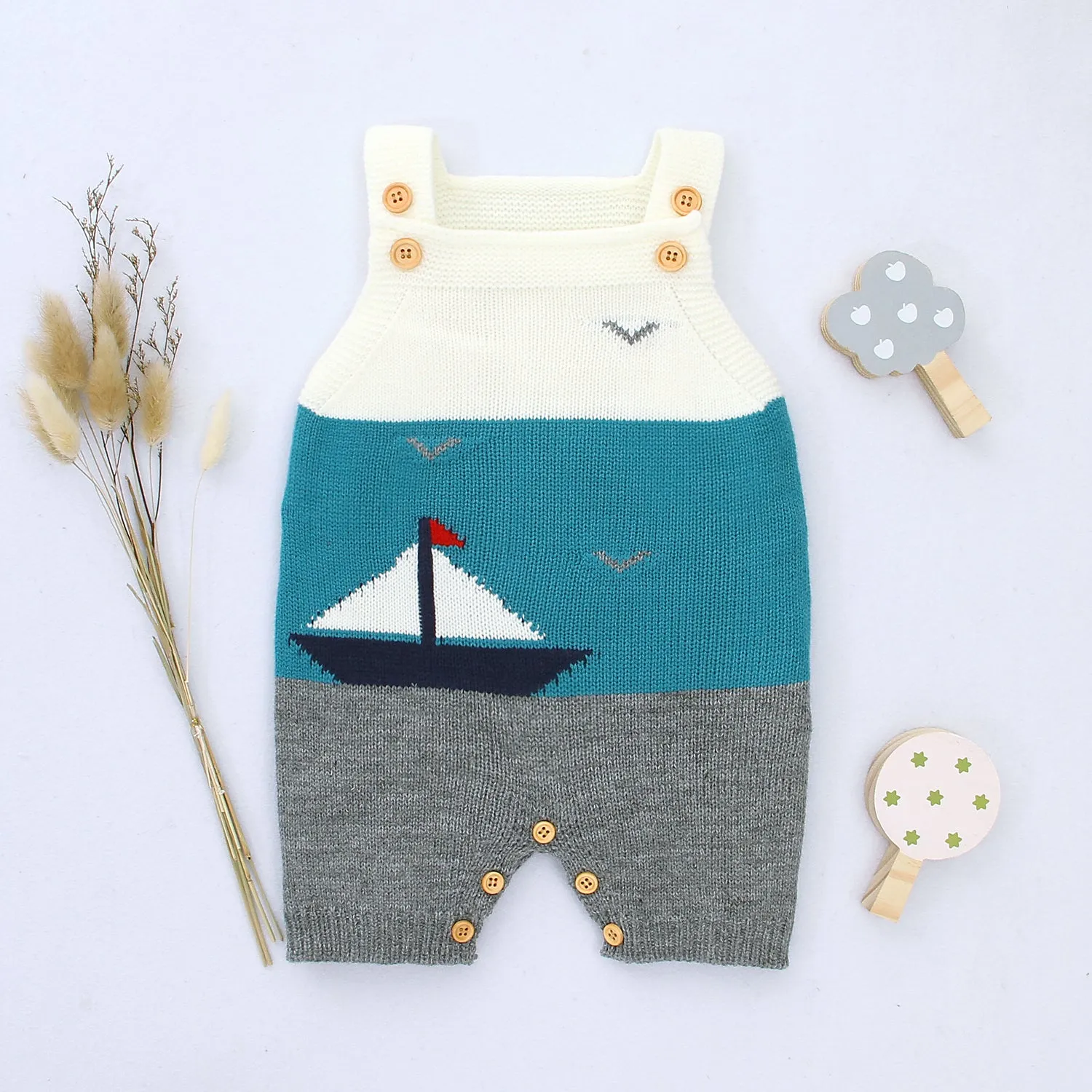 Baby Cartoon Boat Knitted Sling Romper Wholesale Baby