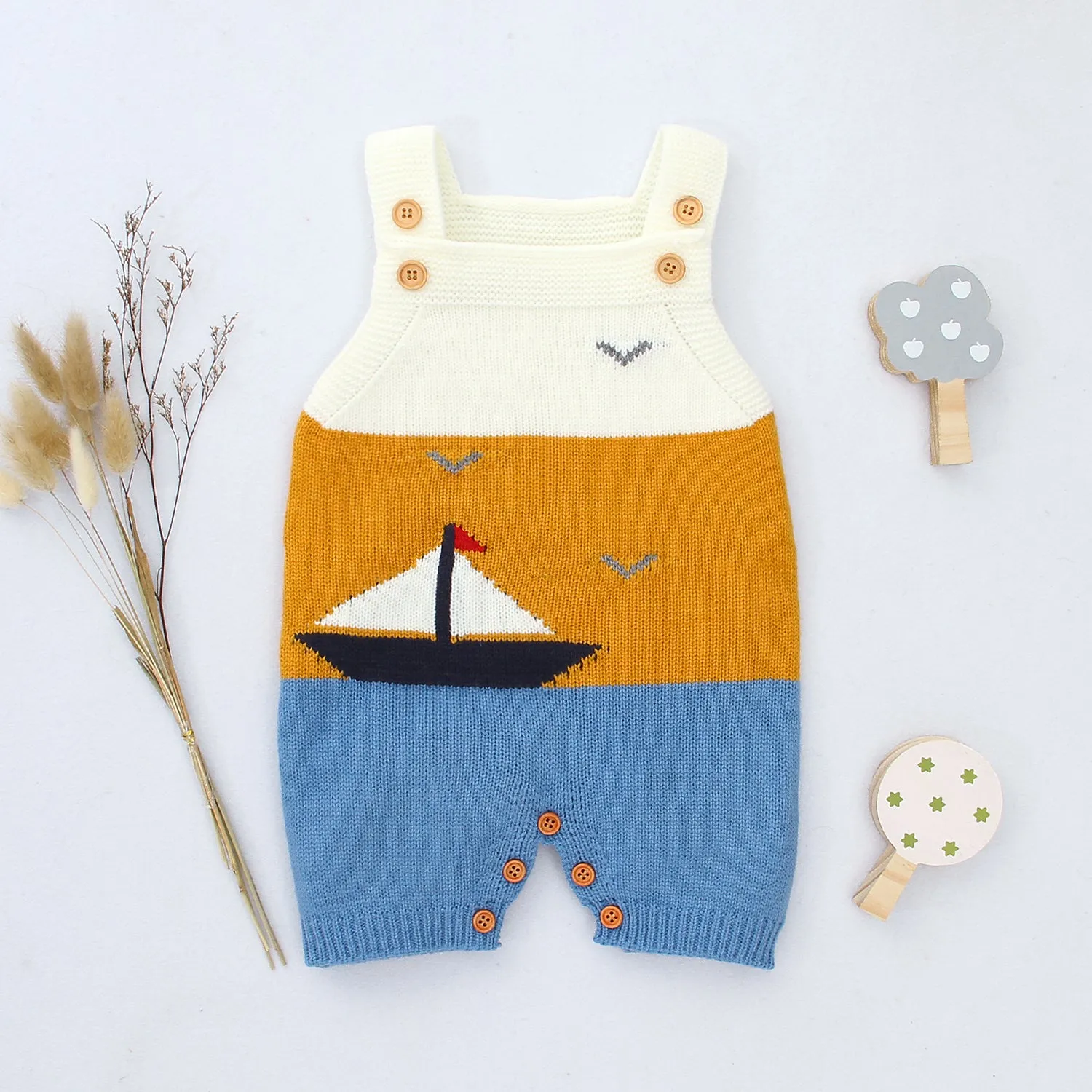 Baby Cartoon Boat Knitted Sling Romper Wholesale Baby