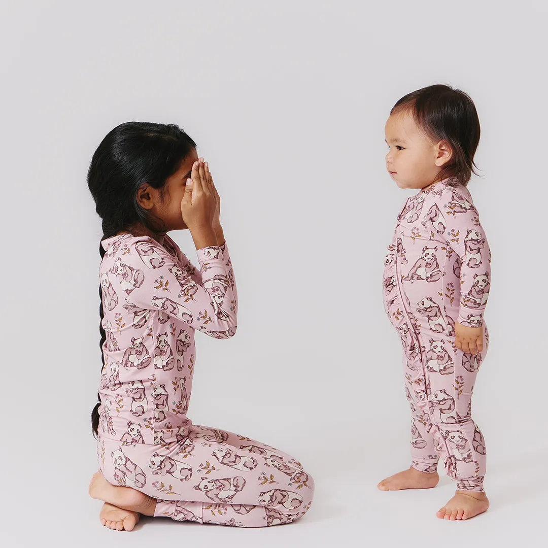 Baby Girls Ruffle Bamboo Romper - Pandas