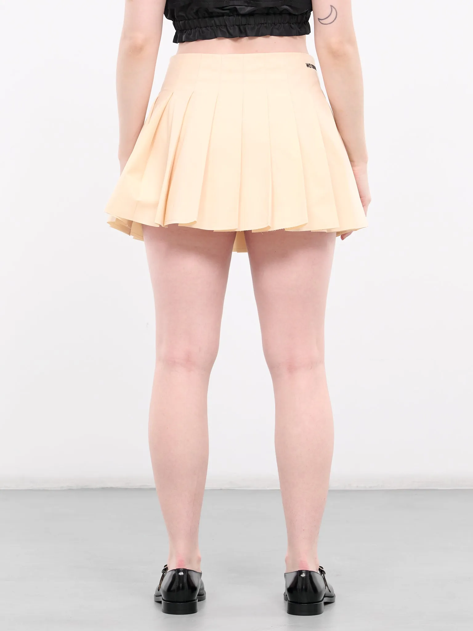 Box Pleated Mini Skirt (SK1-24-243-W-LIGHT-BEIGE)
