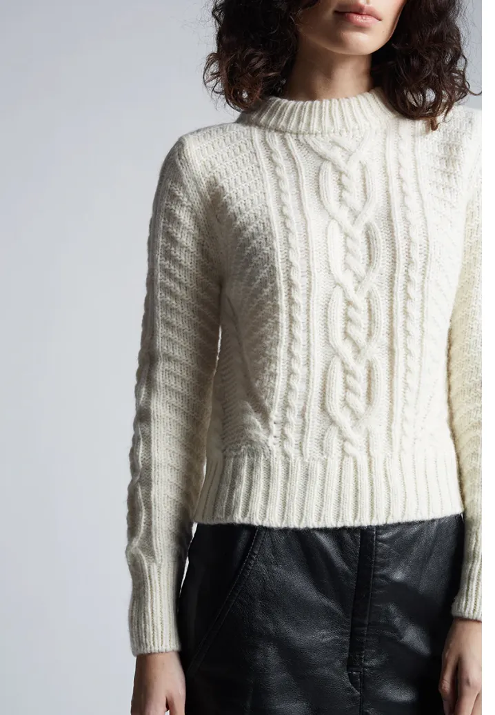 Carly Cable Knit Ivory Sweater