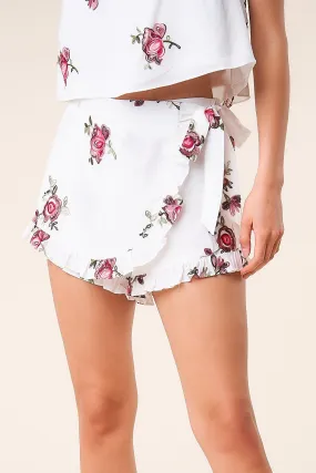 Carnation Crush Floral Wrap Skort