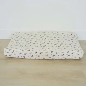 Cream Floral Muslin Changing Pad Cover