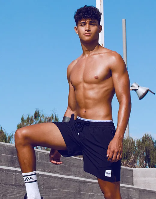 Double Elastic Shorts - Black