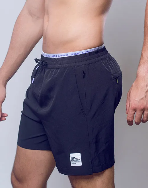 Double Elastic Shorts - Black
