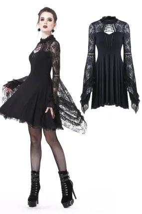 Elegant gothic lace-up lacey knitted T-shirt DW210