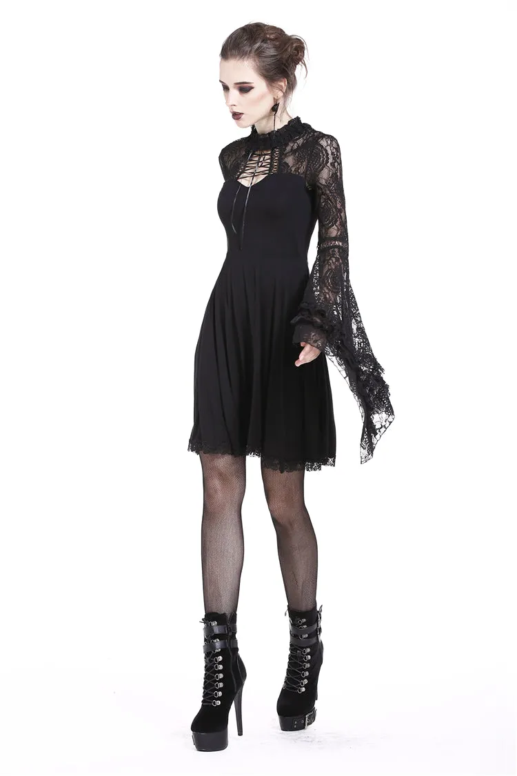 Elegant gothic lace-up lacey knitted T-shirt DW210