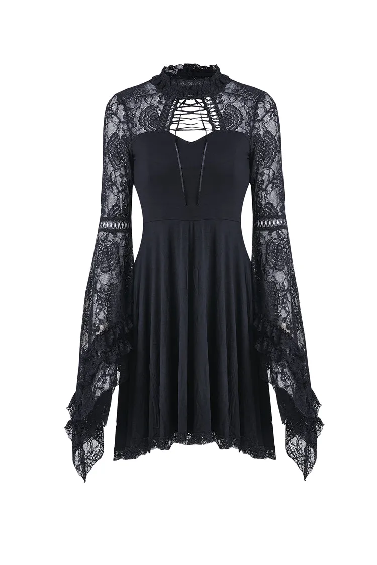 Elegant gothic lace-up lacey knitted T-shirt DW210