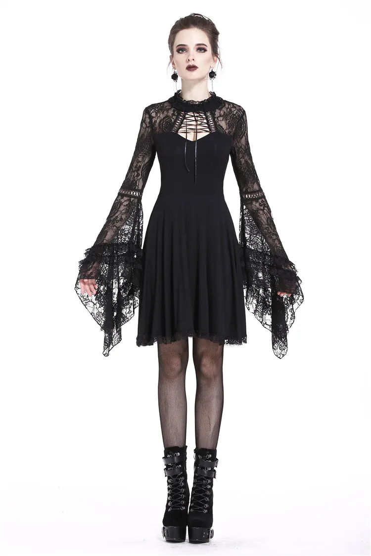 Elegant gothic lace-up lacey knitted T-shirt DW210