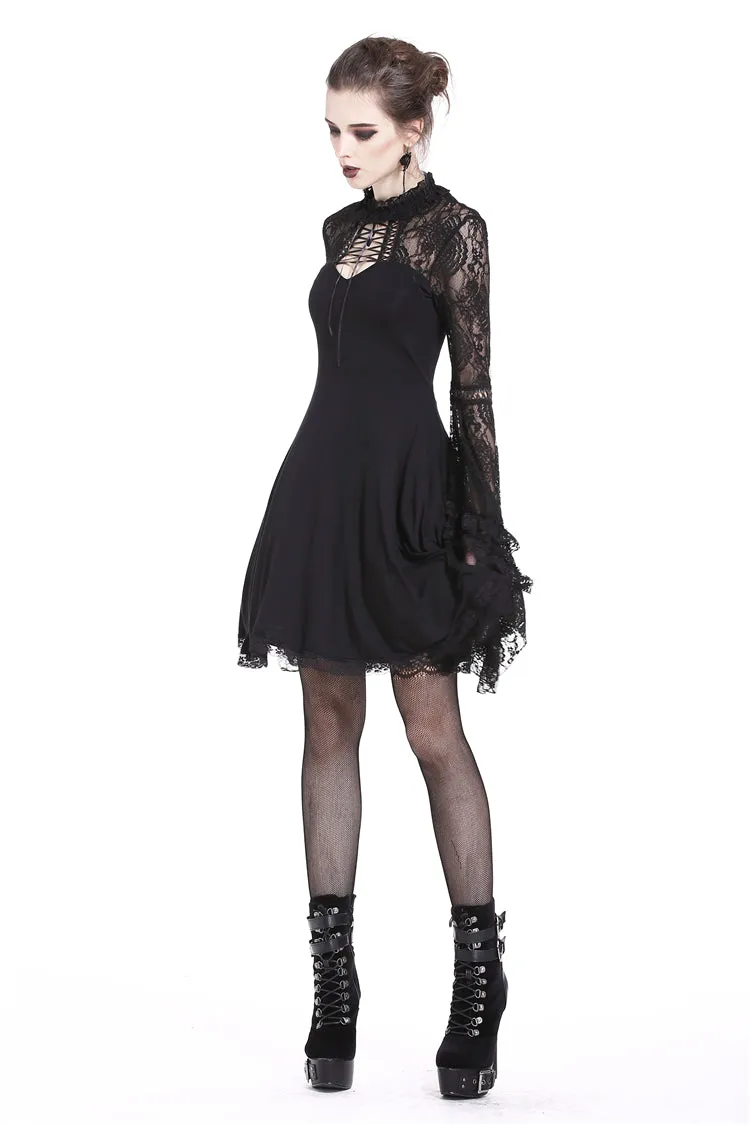 Elegant gothic lace-up lacey knitted T-shirt DW210
