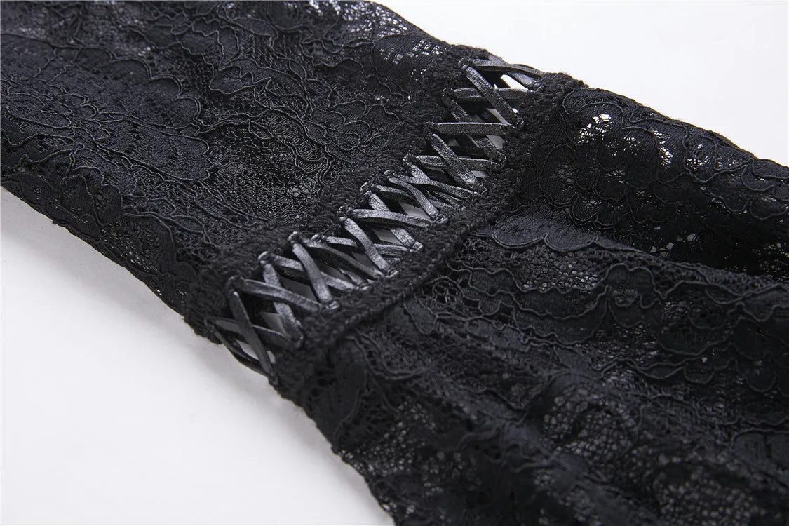 Elegant gothic lace-up lacey knitted T-shirt DW210