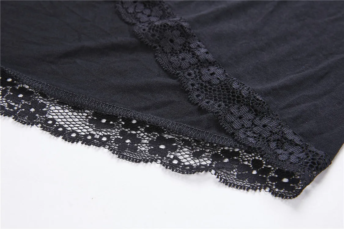 Elegant gothic lace-up lacey knitted T-shirt DW210