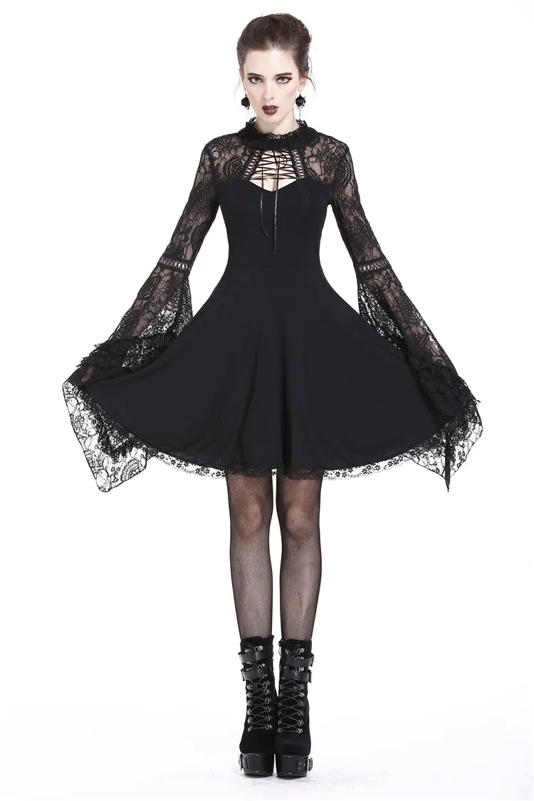 Elegant gothic lace-up lacey knitted T-shirt DW210