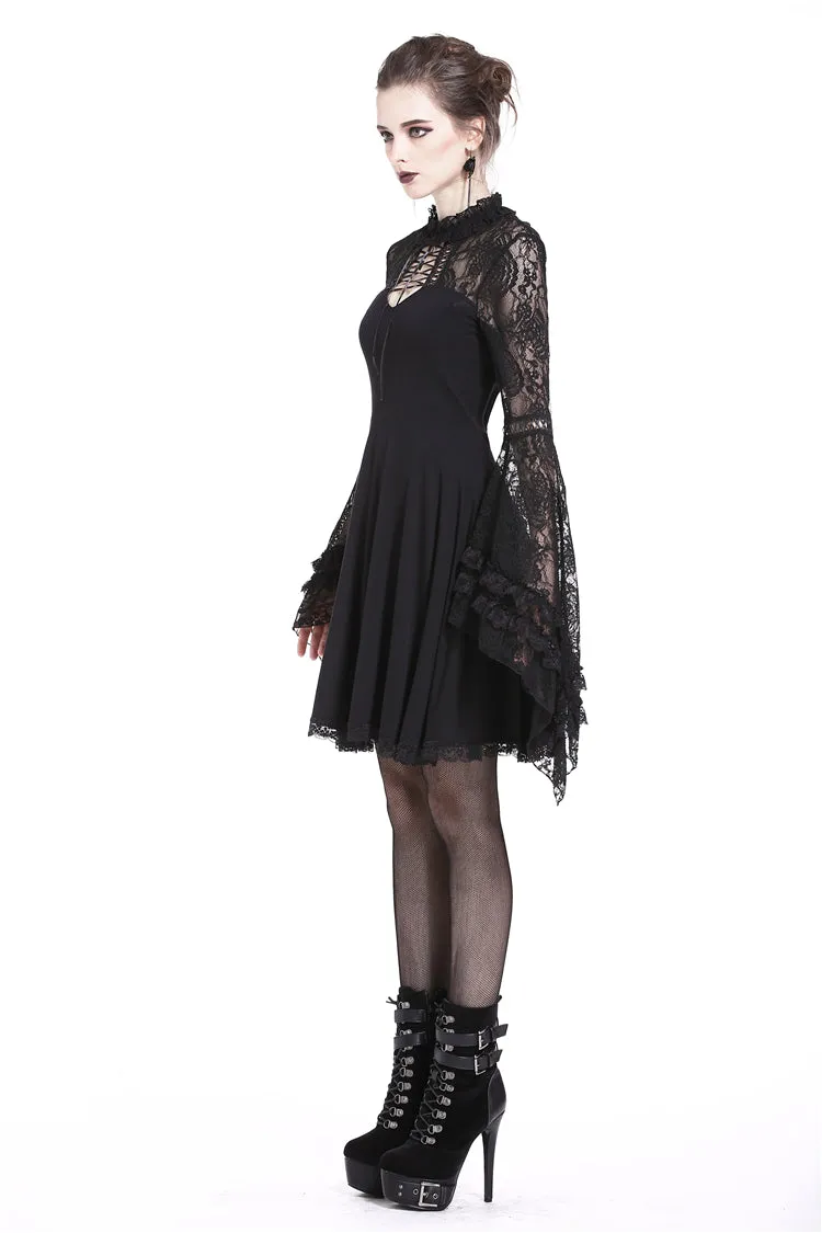 Elegant gothic lace-up lacey knitted T-shirt DW210