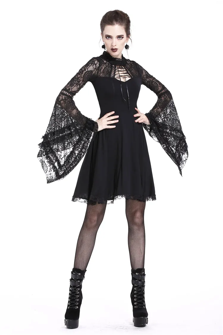 Elegant gothic lace-up lacey knitted T-shirt DW210