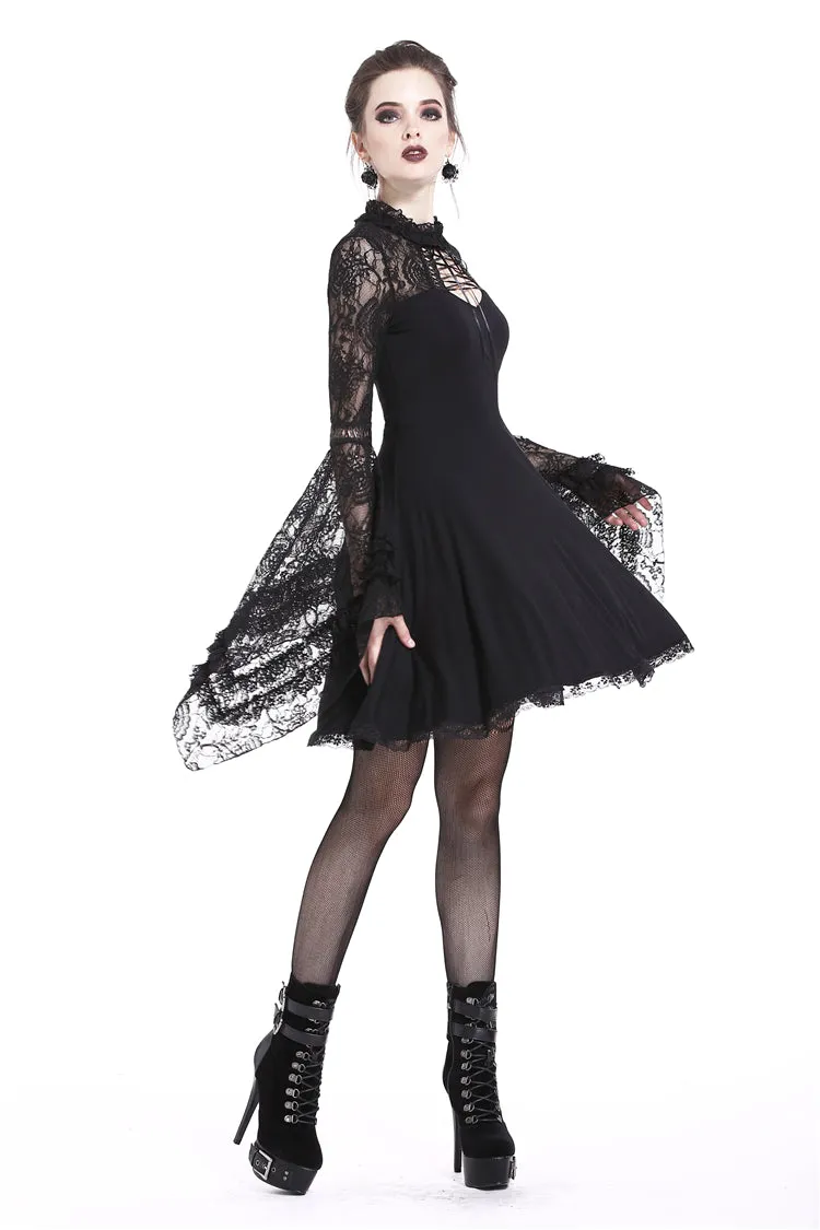 Elegant gothic lace-up lacey knitted T-shirt DW210