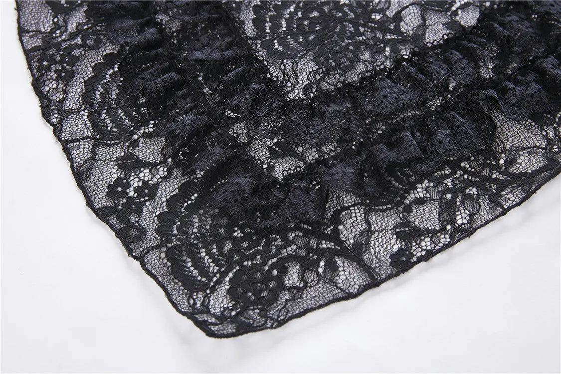 Elegant gothic lace-up lacey knitted T-shirt DW210