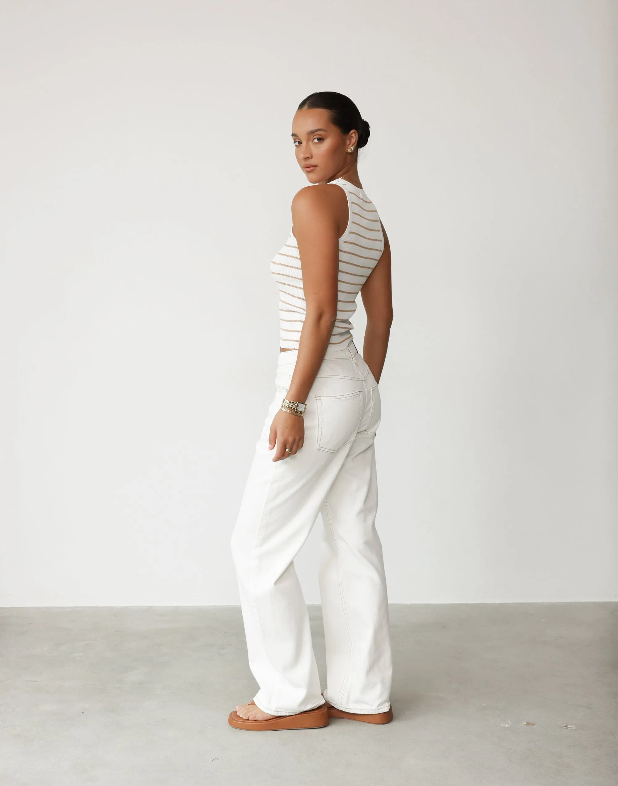 Eleynah Tank Top (Beige/White)
