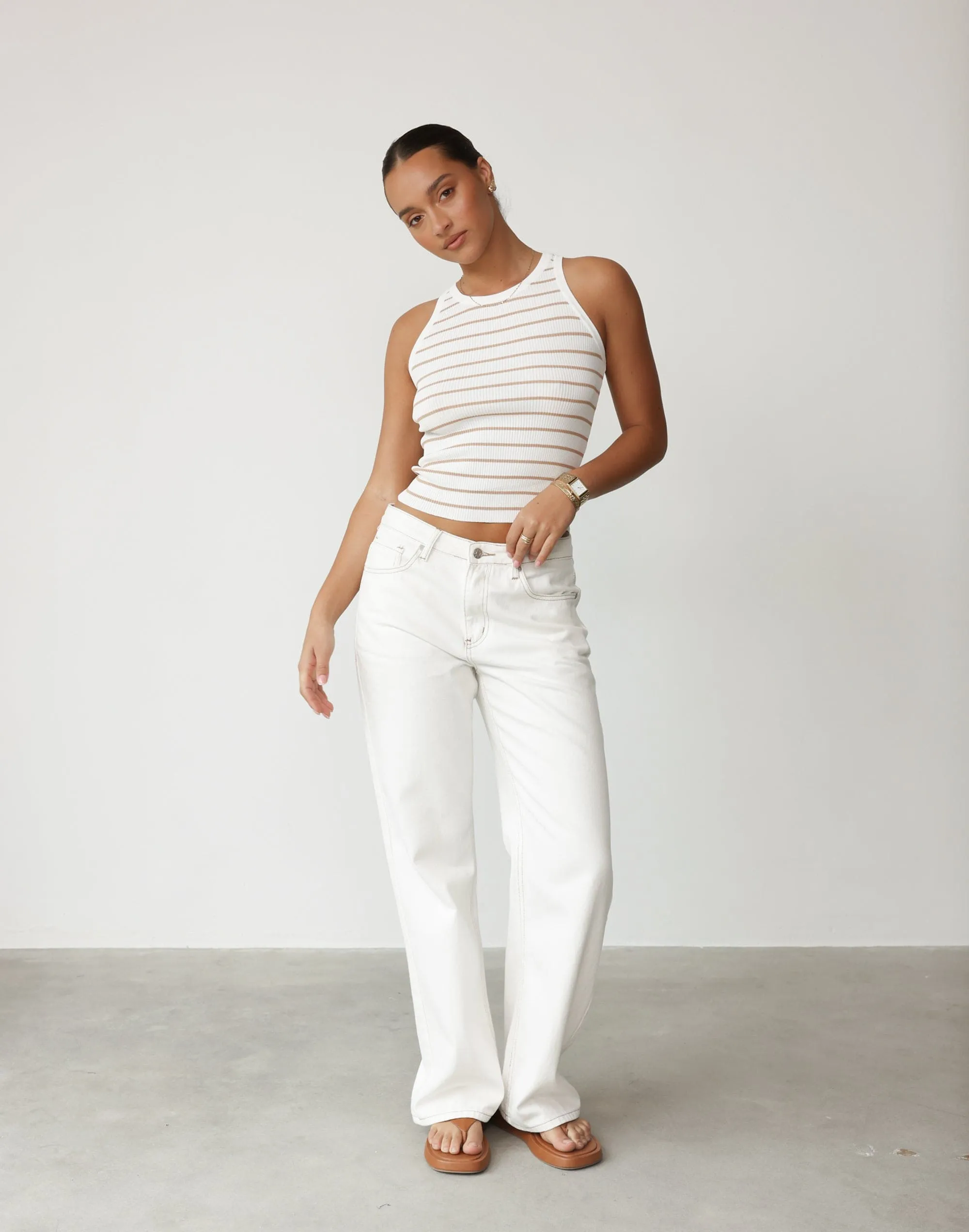 Eleynah Tank Top (Beige/White)