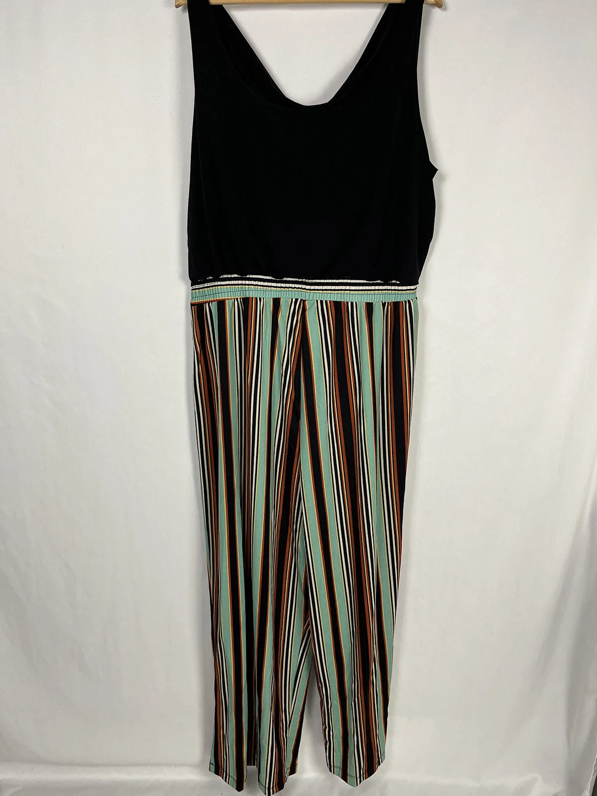 Emma & Michele Size 3X (24) Black Stripe Jumpsuit NWT