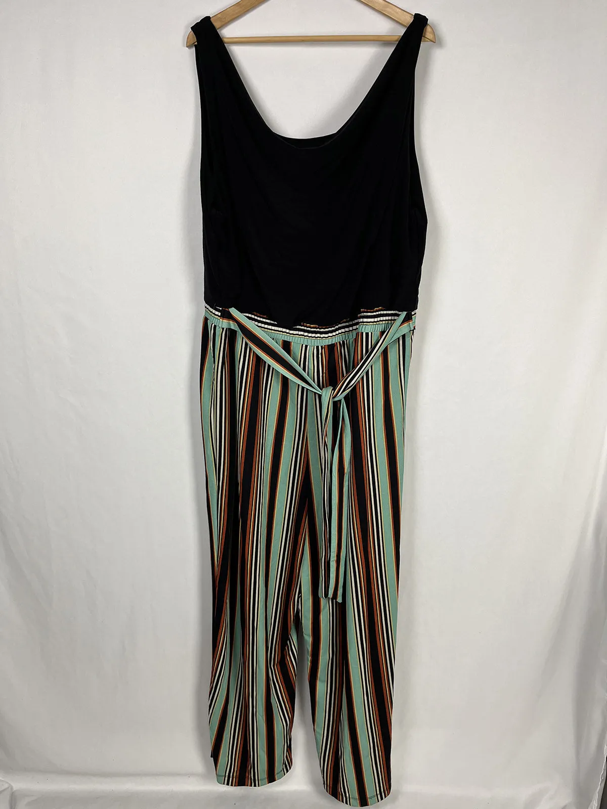Emma & Michele Size 3X (24) Black Stripe Jumpsuit NWT