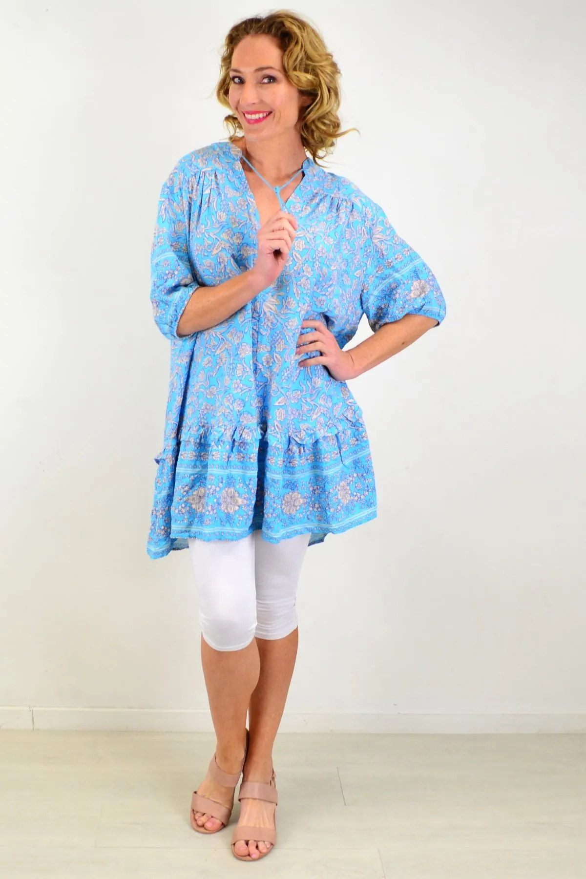 Full Blue Skys Ruffle Tunic Top