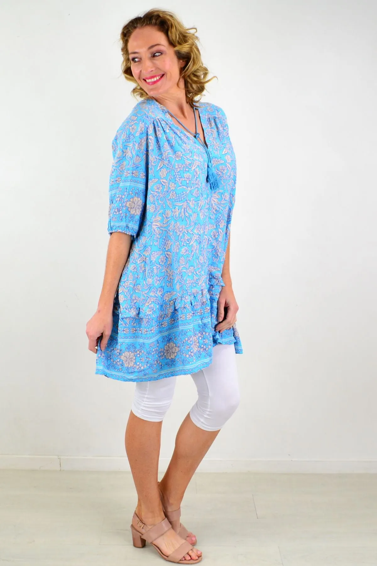 Full Blue Skys Ruffle Tunic Top