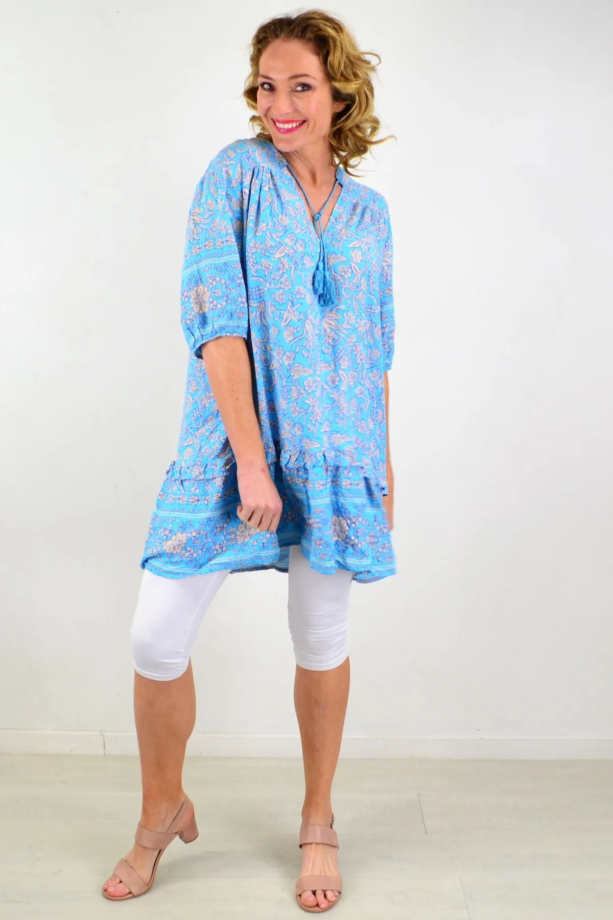 Full Blue Skys Ruffle Tunic Top