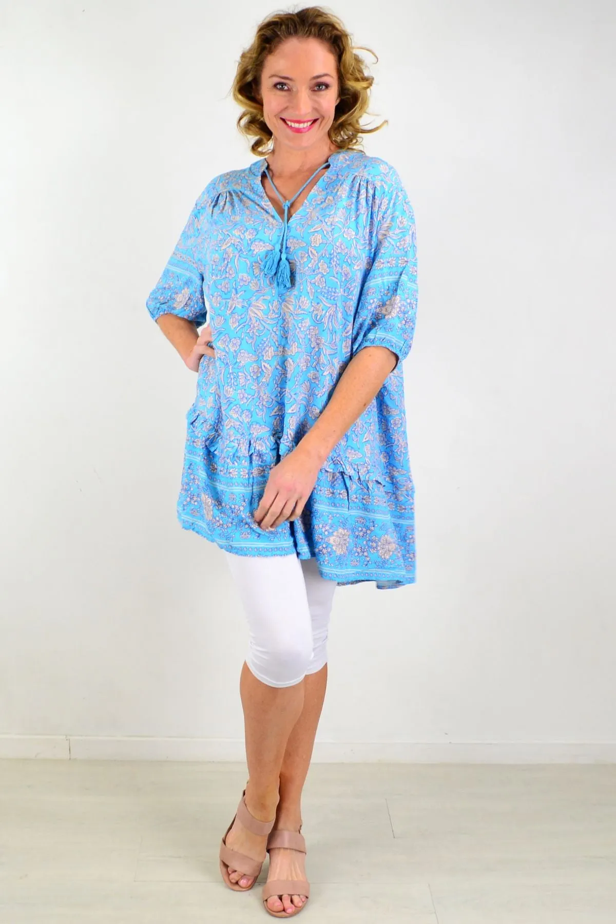 Full Blue Skys Ruffle Tunic Top