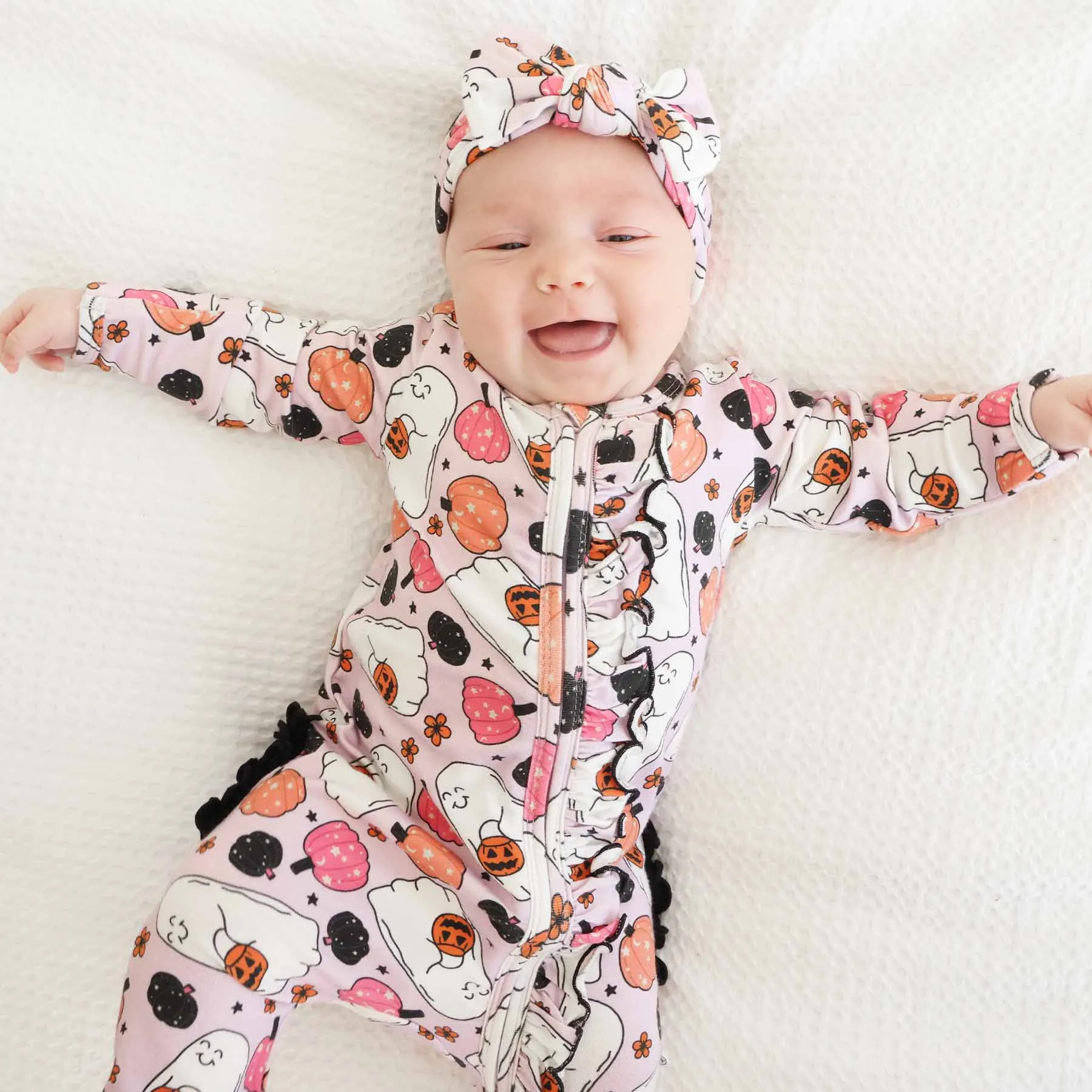Girly Ghouls Ruffle Zipper Footie