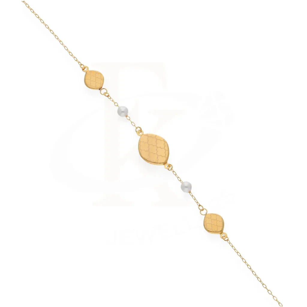 Gold Classy Pattern In Oval Bracelet 21KT - FKJBRL21KM8202