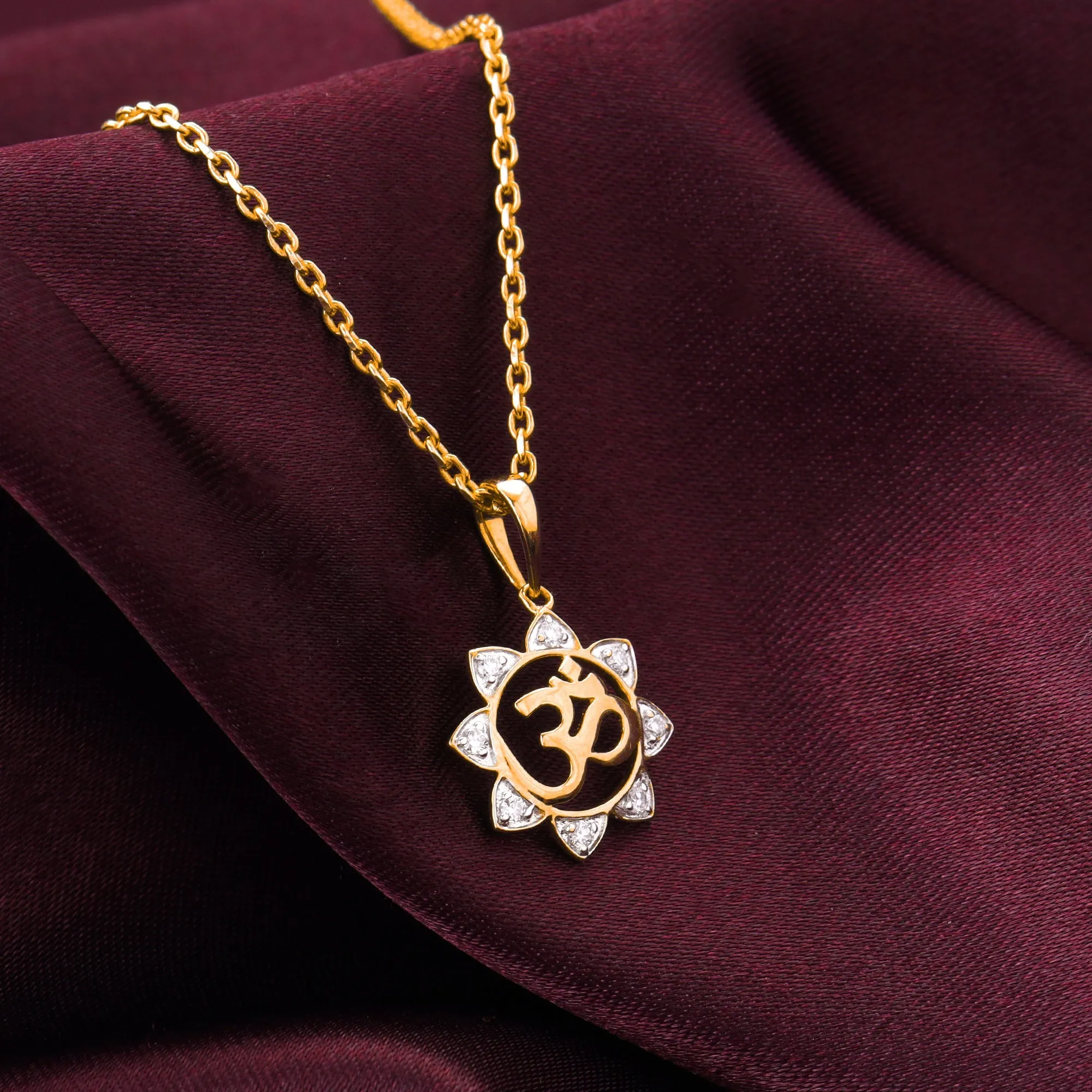 Gold Radiant Om Diamond Pendant