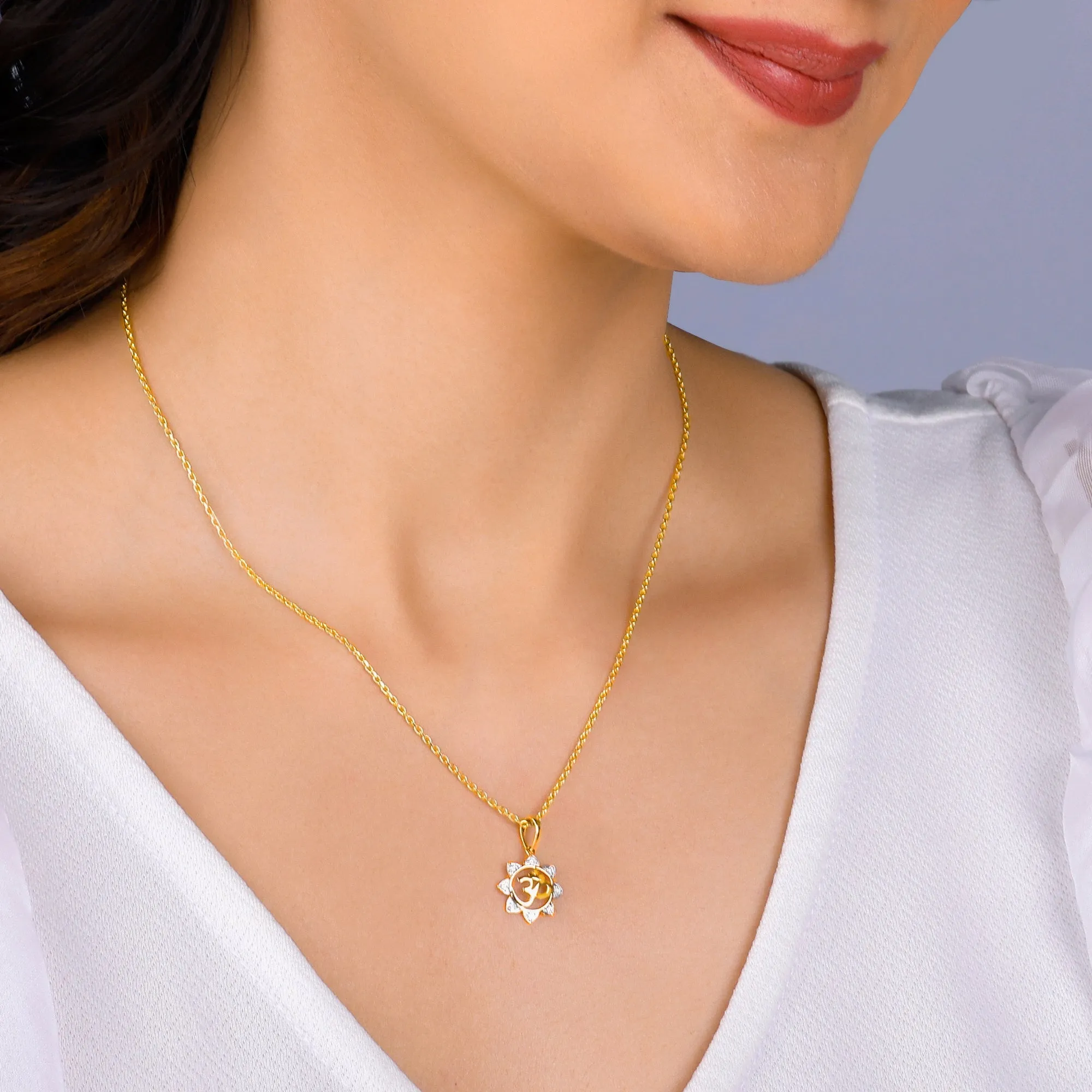 Gold Radiant Om Diamond Pendant