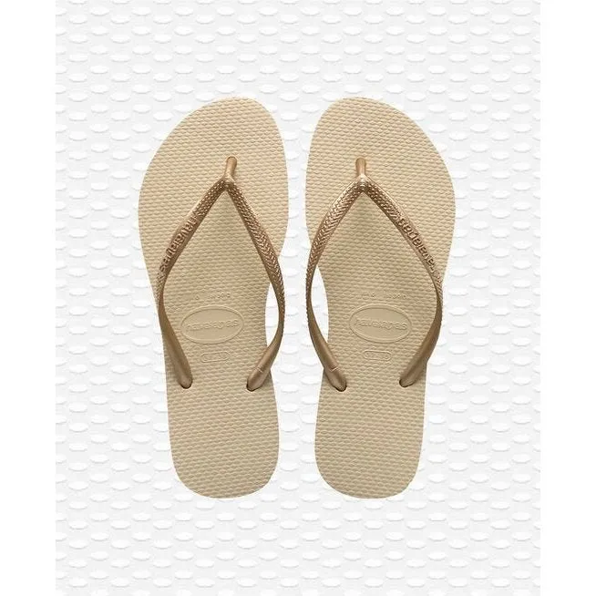 Havaianas Slim Womens Flip Flops - Sand Grey Light Golden