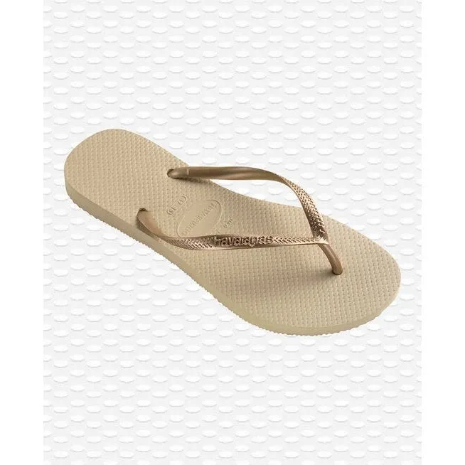 Havaianas Slim Womens Flip Flops - Sand Grey Light Golden