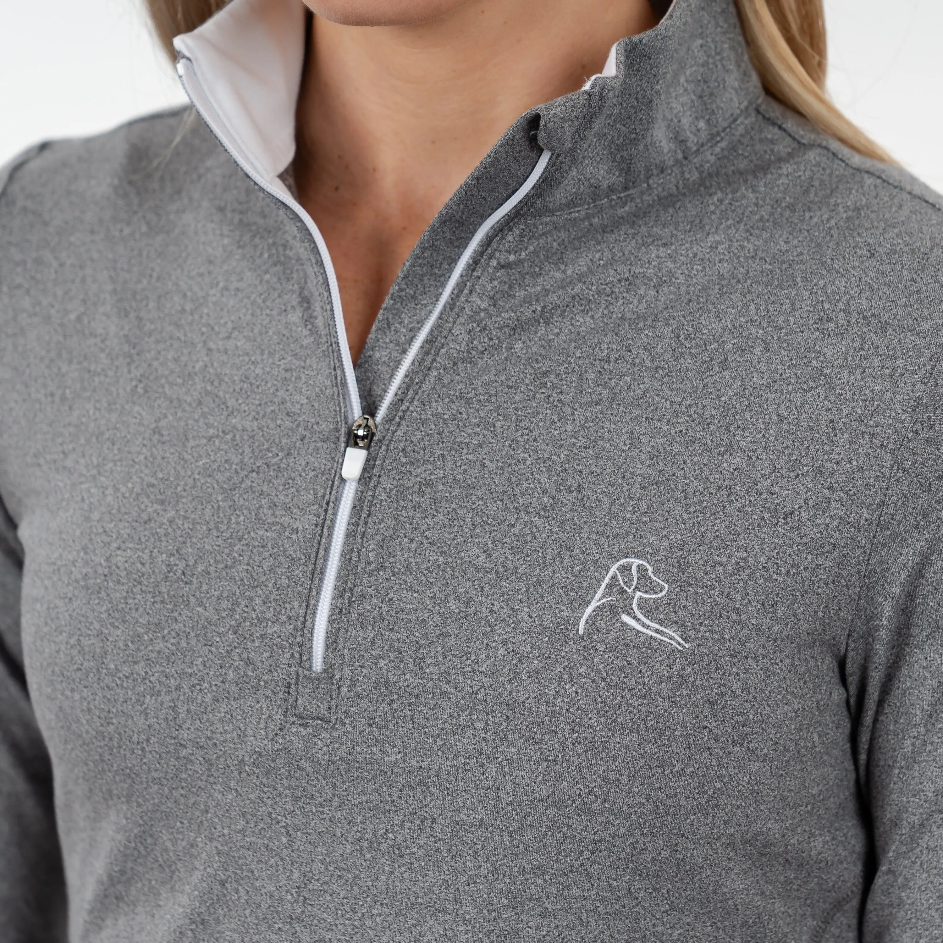 Heather Performance Q-Zip | Heather - Graphite Grey/White