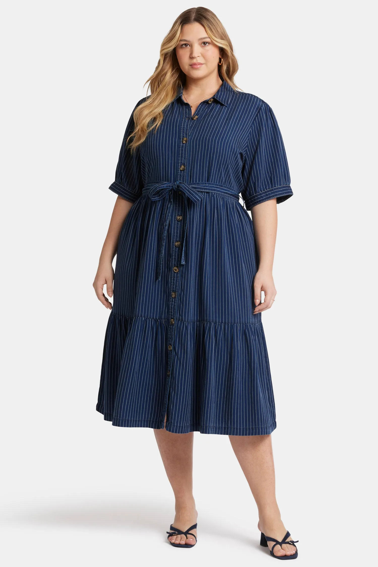 Kate Ruffle Dress In Plus Size - Dark Ocean