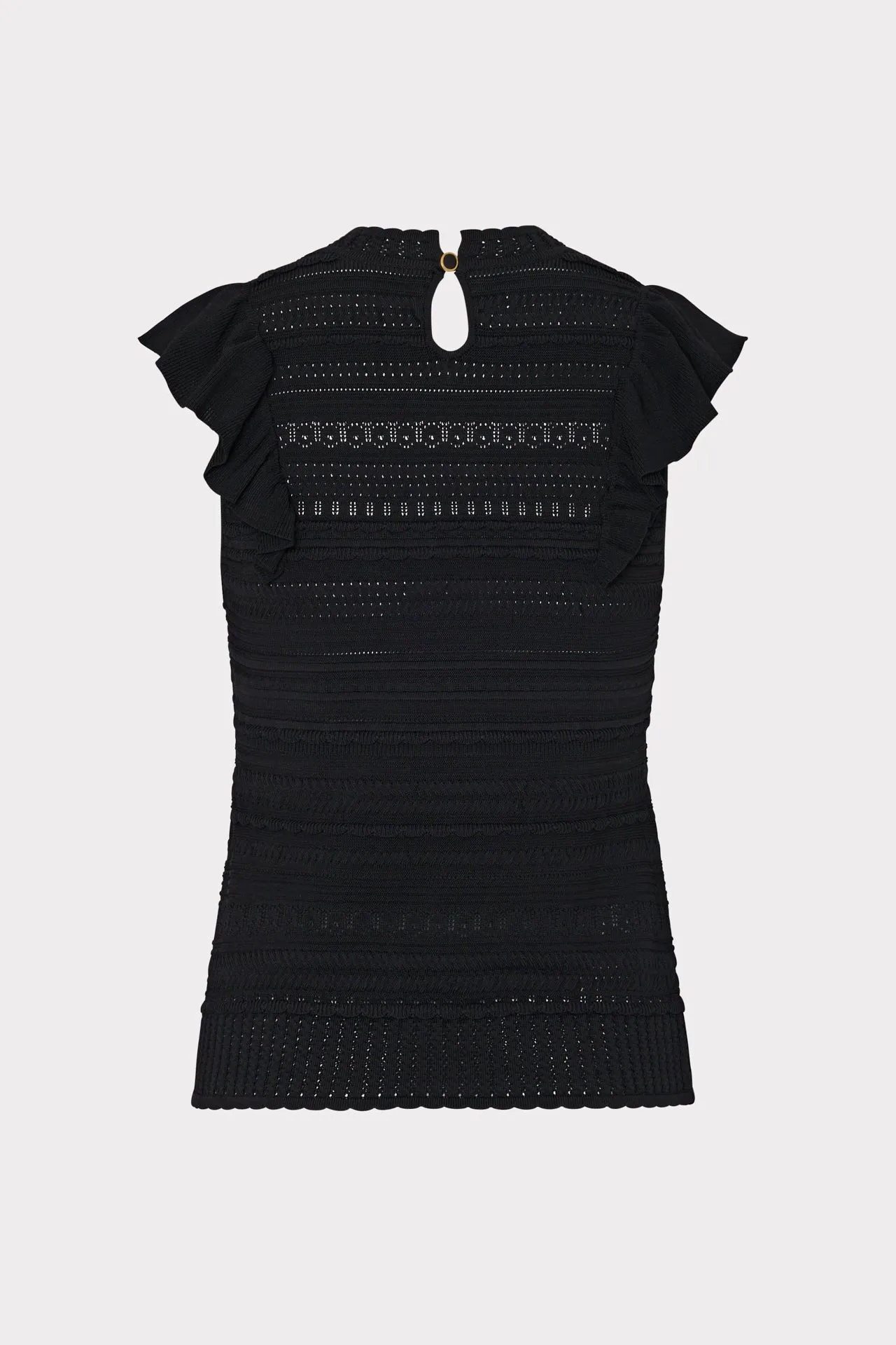 Knit Pointelle Flutter Sleeve Top