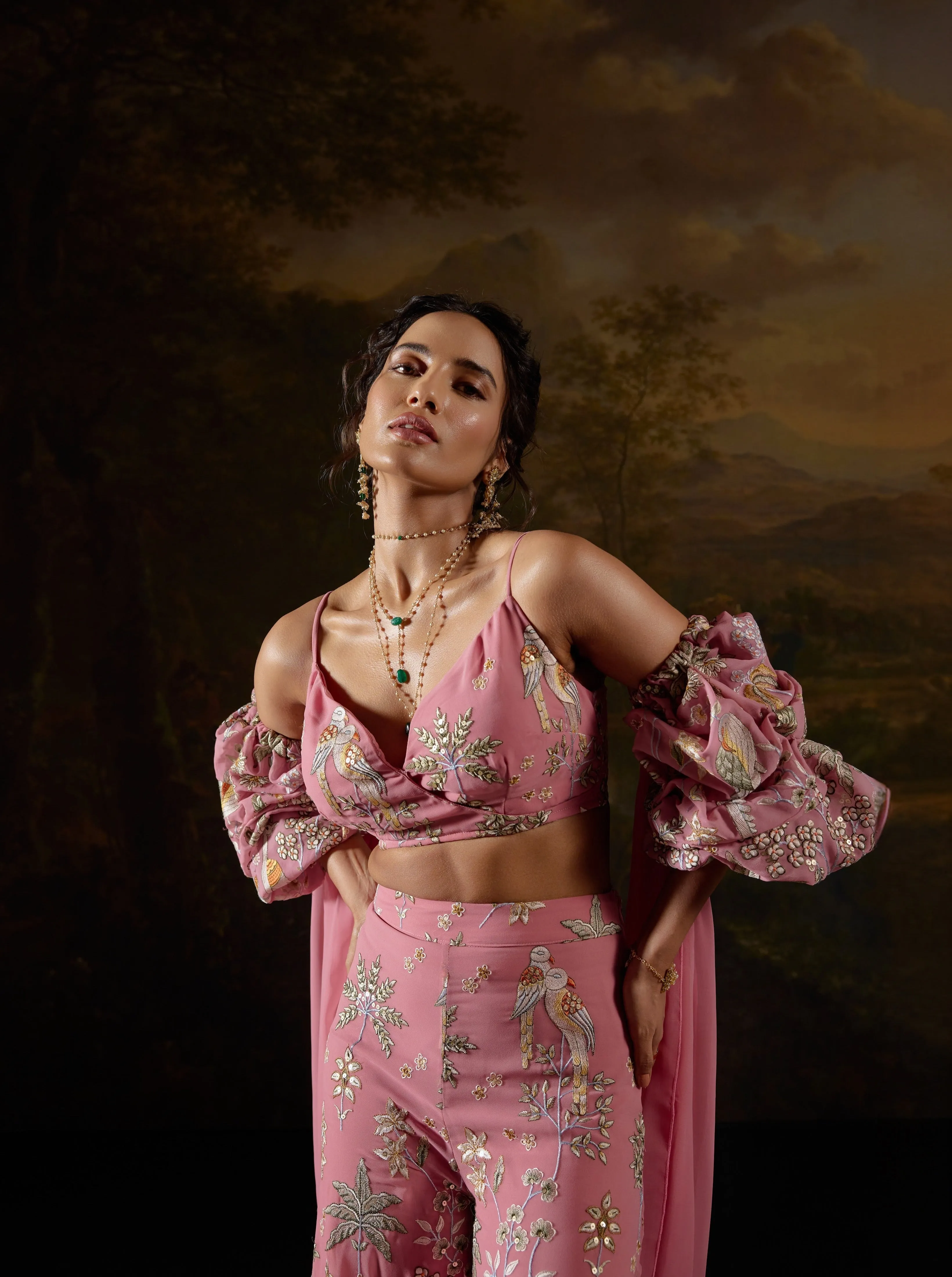Mayuri Pink Embroidered Coord set